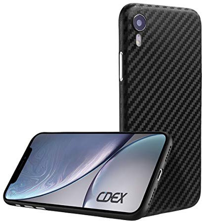doupi UltraSlim Hülle kompatibel für iPhone Xr (iPhone 10r) 6,1 Zoll, Carbon Fiber Look Ultra Dünn Handyhülle Cover Bumper Schutz Schale Hard Case Schutzhülle, Kohlefaser Optik schwarz