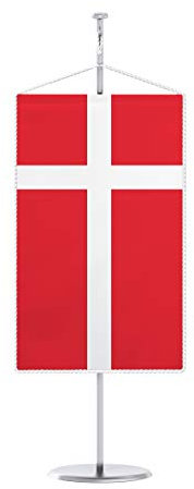 Vispronet® 15 x 25 cm Tischbanner Nationalfahne Set ✓ Fahne & Chrom-Ständer ✓ Kordel-Rand (Dänemark)