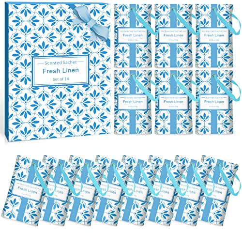 SCENTORINI Duftsäckchen Duftbeutel Leinen Duft Sachets für Schubladen und Schränke, Duft aus naturreines ätherisches Leinenöl 14 Pack