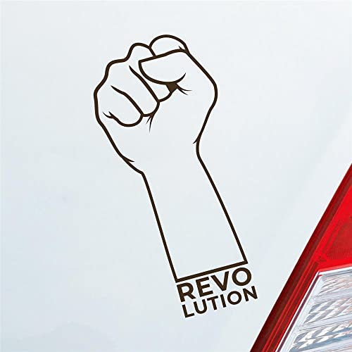 Auto Aufkleber Revolution Faust Fist Rebel Hand Veränderung Car 8x19 cm Braun Sticker Heckscheibenaufkleber