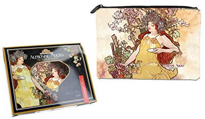 Carmani – Medium Damen Make-up-Tasche, Reisetasche, Handtaschen-Organizer, börse, Multifunktions-Kulturbeutel für Frauen mit Alphonse MuchaFour Season Herbst