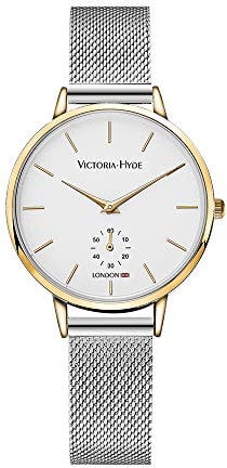 VICTORIA HYDE Damen Uhr Minimalist Armbanduhr Analog Quarz Schlicht Damenuhr mit Edelstahl Mesh-Armband