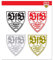 VfB Stuttgart Aufkleberbogen 4er Set - Wappen schwarz rot Silber Gold - Aufkleber, Sticker - Plus Lesezeichen Wir lieben Fußball