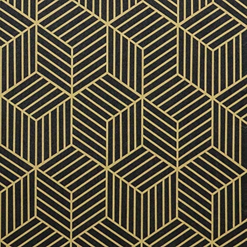 Timeet Papel Pintado con Diseño de Geometría Dorada y Negra con Diseño de Rayas Doradas, Papel Adhesivo para Muebles Película de Vinilo Decorativo Pared 40x200cm