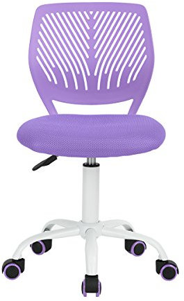 Homy Casa Schreibtischstuhl Verstellbarer drehbarer Bürostuhl Stoffsitz Ergonomischer Arbeitsstuhl ohne Armlehne Lila