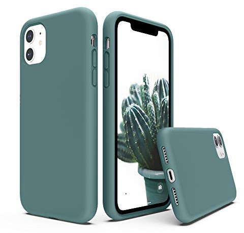 SURPHY Liquid Silicone Case Compatible with iPhone 11 Case, Soft Rubber Full Body Thickening Design Shockproof with Microfiber Cloth Lining 6.1 inch Phone Case for iPhone 11, Cactus Green