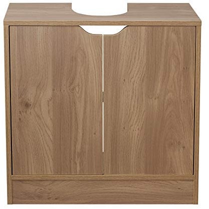 URBNLIVING Full Pedestal Bathroom Sink Cabinet Under Basin Unit Cupboard Storage Furniture (Oak)