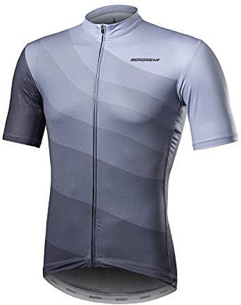 BERGRISAR Kurzarm Fahrradtrikot Herren Radtrikot mit Reißverschluss Taschen Trikots für MTB Mountainbike, Grau, Groß