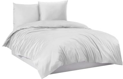 Mixibaby Bettwäsche Bettgarnitur Bettbezug 100% Baumwolle 135x200 155x220 200x220 200x200, Farbe:Weiß, Größe:200 x 220 cm