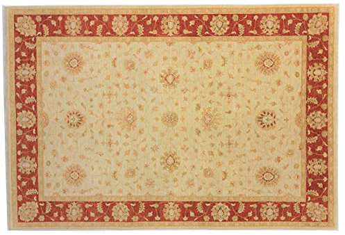 RUG PRINCE Afghan Chobi Ziegler Teppich Handgeknüpft 200x300 Rot Blumenmuster