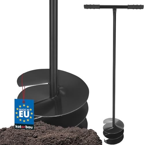 KOTARBAU® Ahoyadora Manual 170 mm, Taladro de Tierra Manual, Perforadora de Suelo con Mango en T Antideslizante, Barrena de jardín, Perforador de Mano, Broca Espiral de Tierra, Plantador Cavahoyos