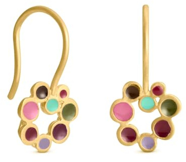 CANDY COLOURS GOLDENE OHRRINGE | Entworfen von Joidart | Candy Colours-Kollektion | 24K vergoldetes Metall mit mehrfarbiger Kaltemaille | Kleine Hakenohrringe