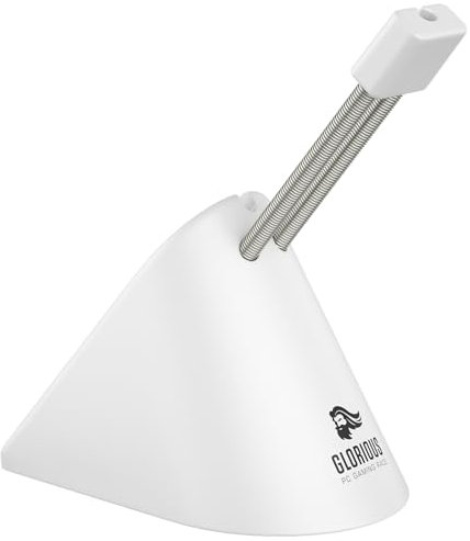 Glorious Gaming Mouse Bungee - Gestión de cables para ratones gaming, antiarrastre, brazo ajustable, calidad prémium, base de goma, pinza de goma para distintos tamaños - Blanco