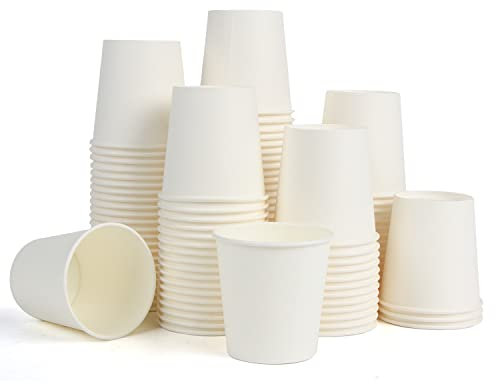 VEYLIN Lot de 100 gobelets jetables en papier blanc recyclables pour boissons chaudes, café, thé, 200 ml