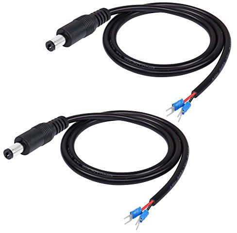 GINTOOYUN 2 Pack DC 5.5mm x 2.1mm to Spade Cable, DC 5521 Male to Fork Connector Spade Cord, DC to U-Type Quick Splice Crimp Electrical Repairs Terminal Connector, 80cm 2.6FT