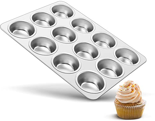 TeamFar 12-Cup Muffin Pan, Stainless Steel Muffin Tin