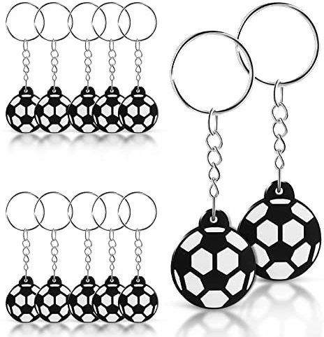 Abeillo 12 mini portachiavi per feste di calcio, regalo per bambini, ragazzi (nero, bianco)