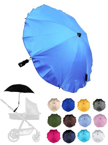 Universal Sonnenschirm Sonnenschutz für Kinderwagen & Buggy UV Schutz 50+ mit Universalhalterung für Rund- und Ovalrohre verstellbar (türkis)