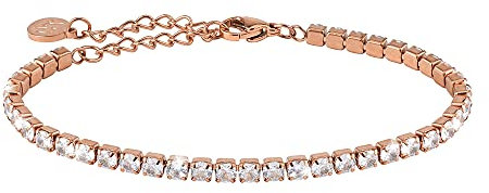 GD GOOD.designs Bracciale Tennis Argento e Oro per Donne I Bracciale Cubic Zirconia I Bracciale con Pietre di Cristallo (3mm) (Oro rosa)