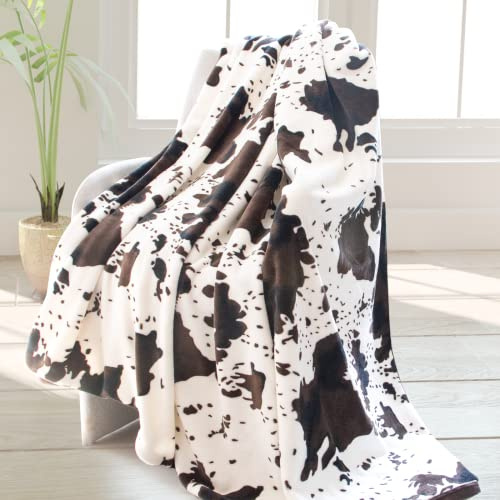 HSEEC Decke mit niedlichem Kuh-Druck, weiches Fleece-Flanell, gemütlich, warm, Plüsch, leicht, Überwurf, Decke, für alle Jahreszeiten, für Couch, Sofa, Bett, für Erwachsene, Kinder, Jungen, Teenager,