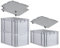 PROREGAL SuperSparSet 3x Eurobox NextGen Grip mit Auflagedeckel & 4 schwarzen Schiebeschnappverschlüssen, HxBxT 32x40x60cm, 65 L, Grau, Griffe geschlossen, Eurobehälter, Transportbox