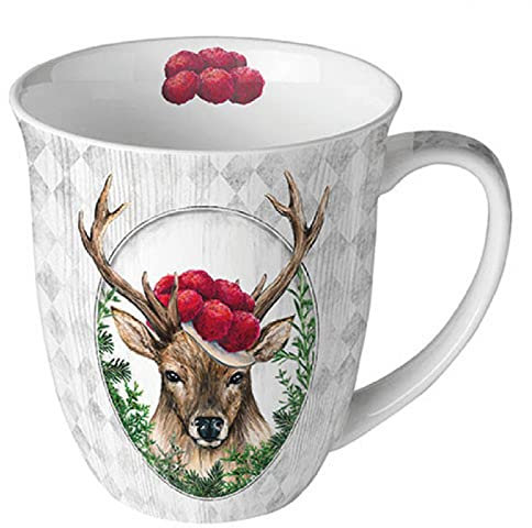 Ambiente - 18417650 - Kaffee Becher, Schwarzwald Hirsch, Porzellan, Bone China, 10cm x 10,5cm, 400ml