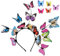 1 buntes Schmetterlings-Stirnband, 5 Schmetterlings-Clips, Schmetterlings-Haarschmuck, Feen-Stirnband, Schmetterlings-Kronen-Stirnband für Halloween