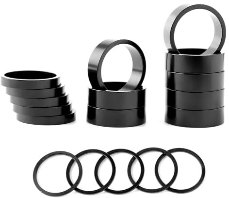 Harssiney Spacer 1 1/8 Zoll,Spacer Fahrrad,18 Stück Spacers,Spacer Vorbau,Aluminiumlegierung Headset Vorbau Spacer Set Fit 1 1/8-Zoll-Vorbau für MTB BMX Mountainbikes Radfahren 2MM 5MM 10MM (Schwarz)