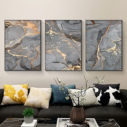 WADBTP Islamische Leinwand Bilder,Islamic Leinwand Malerei,Marble Background Allah Islamic Arabic Calligraphy Poster,Wohnzimmer Schlafzimmer Home Decor - Ohne Rahmen (Marmor B,3pcs-50 x 70 cm)