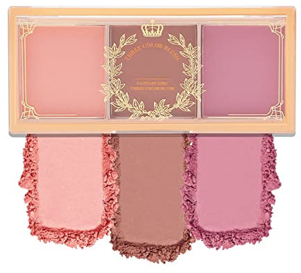 Boobeen 3 Farbe erröten Palette, matt rosa erröten, erröten Pulver für Wangen Make-up, lang anhaltende Gesicht Schönheit erröten, leicht und glatt