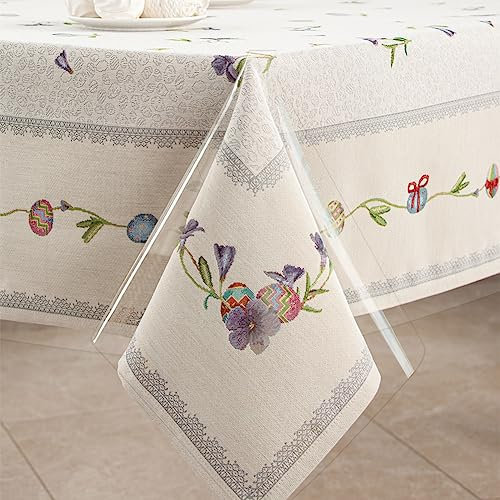Tischfolie Transparent Tischdecke Glasklar Durchsichtig Transparent, 0.22mm wasserdichte Tischschutz Tischfolie Tischfolie Geeignet für Innen und Außen, Wählbar in Eckig Rund, 137x198cm