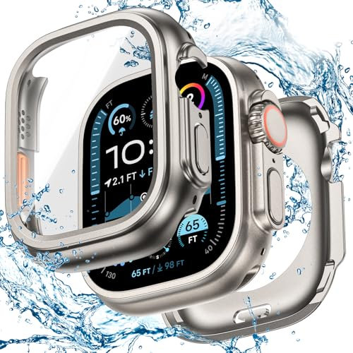 Goton wasserdichte Schutzhülle für Apple-Watch-Serie 10, 9, 8, 7, SE2, SE, 6, 5, 4, Ultra, 46 mm, 42 mm, 45 mm, 44 mm, 41 mm, 40 mm, 49 mm, 360° Harter Polycarbonat-Stoßfänger mit Displayschutzfolie