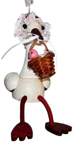 SeleXions Schwingfigur Storch mit Korb und Baby, ca. 16cm, Holz