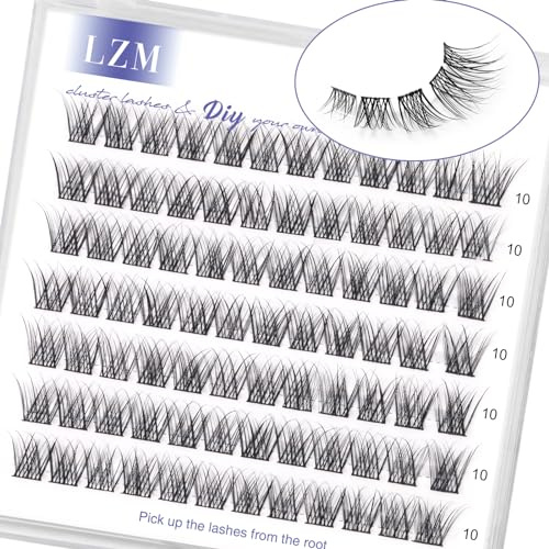 LZM Lash Cluster Wimpern Extensions C Curl Wimpern Einzeln (WL16-10mm) | 10mm Natürliche Wimpern Leichte und weiche cluster lashes, Dünnes Band fake lashes, wiederverwendbar künstliche wimpern