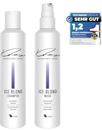 ICE BLOND Set – Anti-Gelbstich Shampoo & Maske für blondiertes, graues oder weißes Haar – Kühles Blond, intensive Pflege, ohne zu beschweren Silbershampoo
