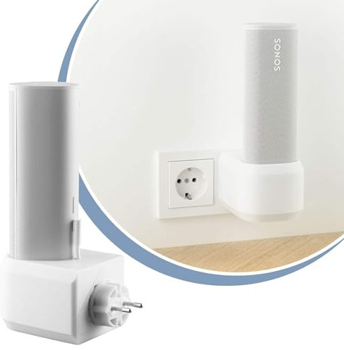 Cleverstation Halterung Steckdose - passend für Sonos Roam & Sonos Roam SL Lautsprecher Wandhalterung, Halterung Wand, Boxen Wandhalterung, Wandhalter Lautsprecher, Speaker Wall Mount (weiß)