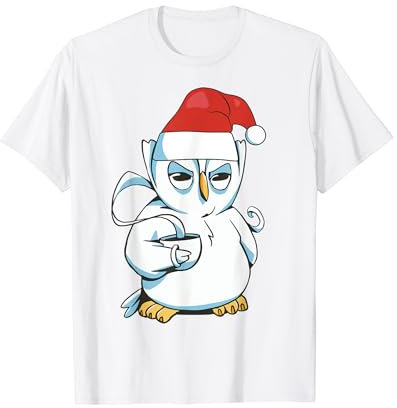 Weihnachten Eule Uhu Kauz Kaffee - Santa Mütze Weihnacht T-Shirt