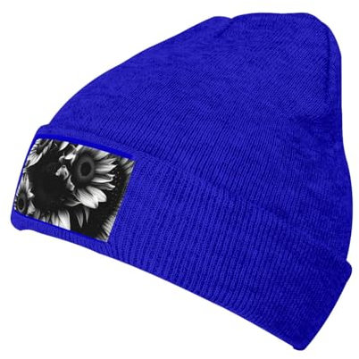 Schwarz-Weiß-Sonnenblumen-Druck erwachsene Herren gestrickte Mütze täglich gestrickte Mütze Unisex Winter Mütze warm weich stilvoll langlebig Cap, balu, Einheitsgr��e