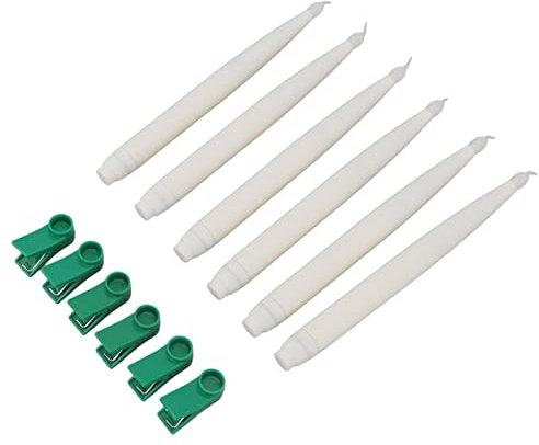 NOENNULL 6 Pcs Clip On Candle Lights for Christmas Tree, LED Taper Candles with Clip, Battery Operated Flameless Taper Candles for Hotels, Bars, Home Decoration, Churches, Temples,