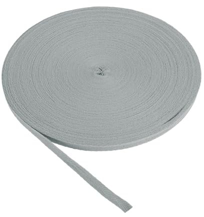 PATIKIL Baumwollband Baumwolle Gurtband 10mm x 45m, Schrägband Baumwoll Nahtband Köperband Saumband Einfassband Stoffband Webband zum Nähen für DIY Basteln Stricken Verpackungen, Grau