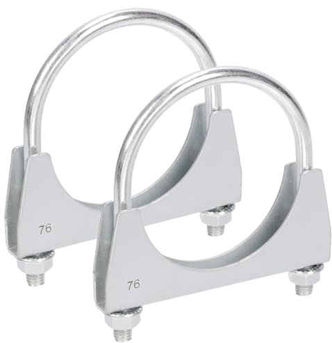 Rustark Lot de 2 colliers de serrage ronds en forme de U en acier inoxydable - 76 mm - Pour tuyau d'échappement - Collier de serrage spécial pour tuyau d'échappement