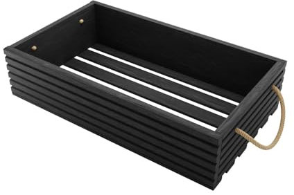 BOGATECO Holzkiste Natur | 60 cm x 35 cm x 14,5 cm | Holzbox | Deko Holzkisten | Obstkiste | Gemüsekiste | Holzkiste zur Aufbewahrung | Aufbewahrungsbox Kiste Holz Geschenk Deko Weinkiste | Black