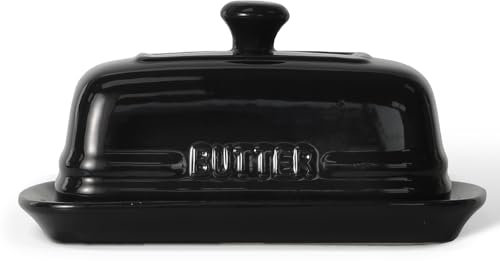 MAIA Ceramic 5.5 oz Butter Crock for Counter with Water Butter Spreader Holder for Spreadable Butter French Butter Dish with Lid Butter Keeper on Kitchen Counter Blue Kitchen Décor