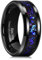 King Will Tungsten Wedding Band Promise Ring for Men 8mm Black High Polished Ring with Black Sand Inlay Blue Purple Sparkles V(11)
