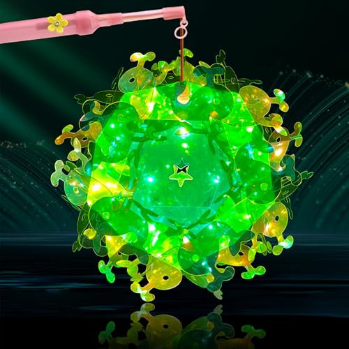 Laterne Kinder, Laterne St Martin, Laternen Bastelset, Laterne Kinder mit Stab LED, Selbstgebaute Laterne Multicolor Laterne für St. Martin, Halloween, Weihnachten (Walfisch-Smaragdgrün)