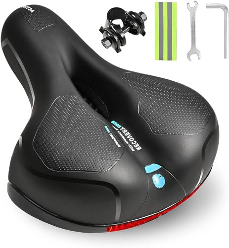 Selle Vélo Confortable avec Boule d'Amortisseur à Double Ressort - Mousse à Mémoire de Forme Ergonomique pour Vélo de Montagne, VTT et Vélos Pliants