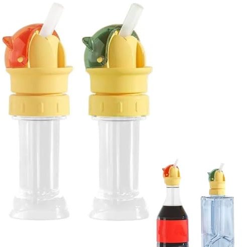 Reusable Children Beverage Water Bottle Straw Lid, Spill Proof Water Bottle Straw Cap Portable Bottle Twist Cover Cap with Straw for Children Adults Bottle Cap Spout Adapter (2pcs Mix)