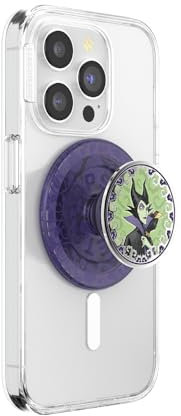 PopSockets Phone Grip for MagSafe with Kickstand, Magnetic Stand, Swappable Top, Secure Hold for iPhone MagSafe Cases, Phone & Tablet Grip, Disney - Enamel Essence of Maleficient
