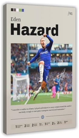 ocvdfss Eden Hazard Leinwand-Poster, Schlafzimmer, Dekoration, Landschaft, Büro, Raumdekoration, Geschenk, 30 x 45 cm
