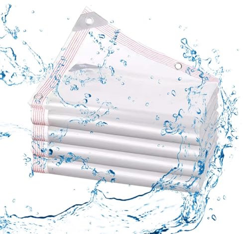 SRHIMEOS Lona con Ojales Exterior 2x4m, Lona De Protección Transparente Impermeable, Lonas para Piscinas con Ojales, Resistente a Los Rayos UV, Cubierta Multiusos